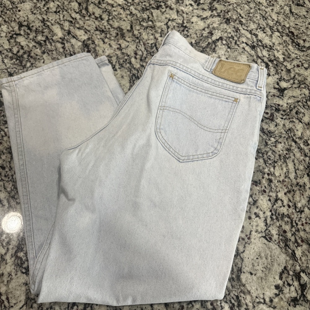 VTG 80s Mr. Lee Denim Jeans Light‎ Wash High Waist USA 35x29